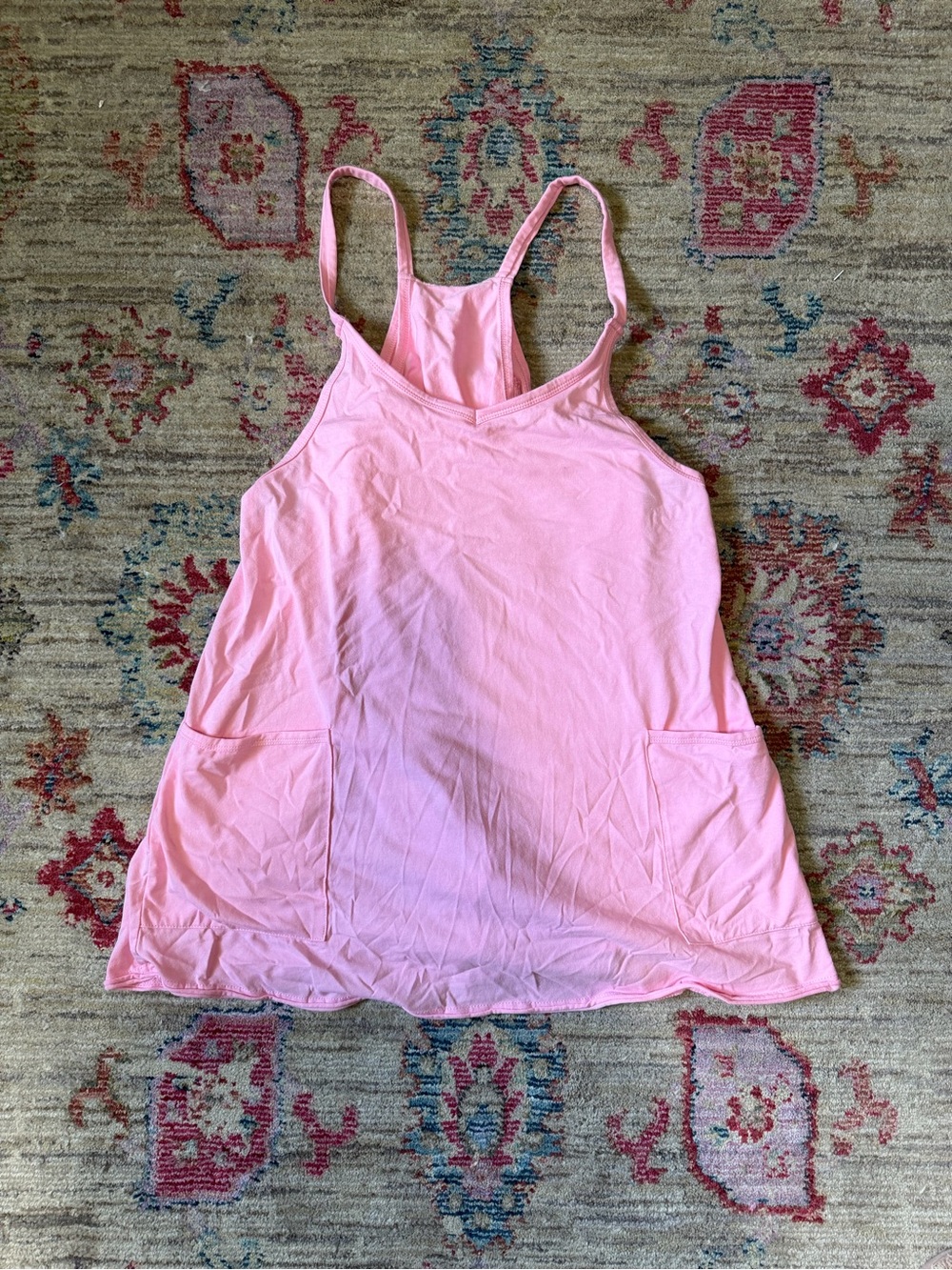 Pink Racerback Tank Top with Pockets
